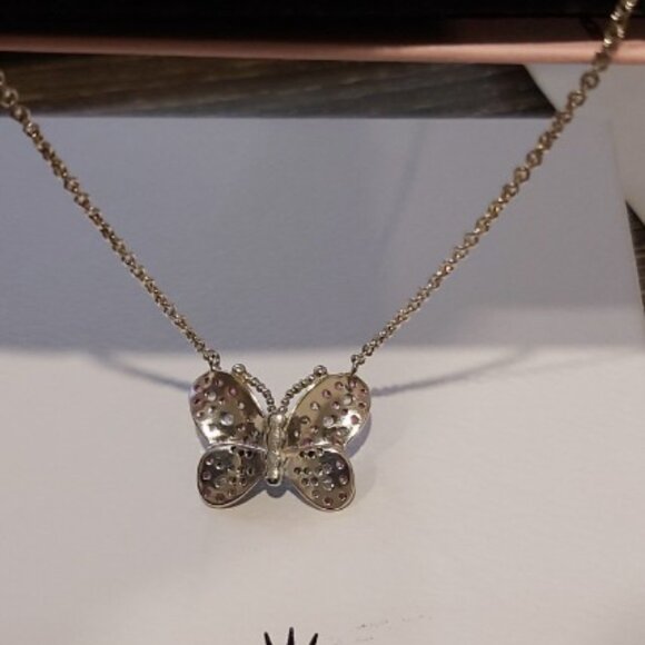 PANDORA *RETIRED* SS Dazzling Pink Butterfly Necklace w/ Pink and Clear Crystals - Picture 5 of 11
